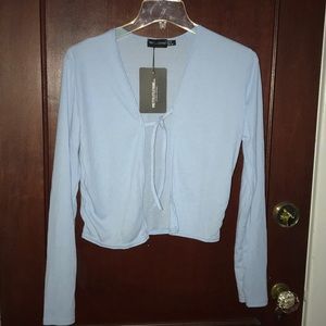 Baby Blue rib long sleeve crop top